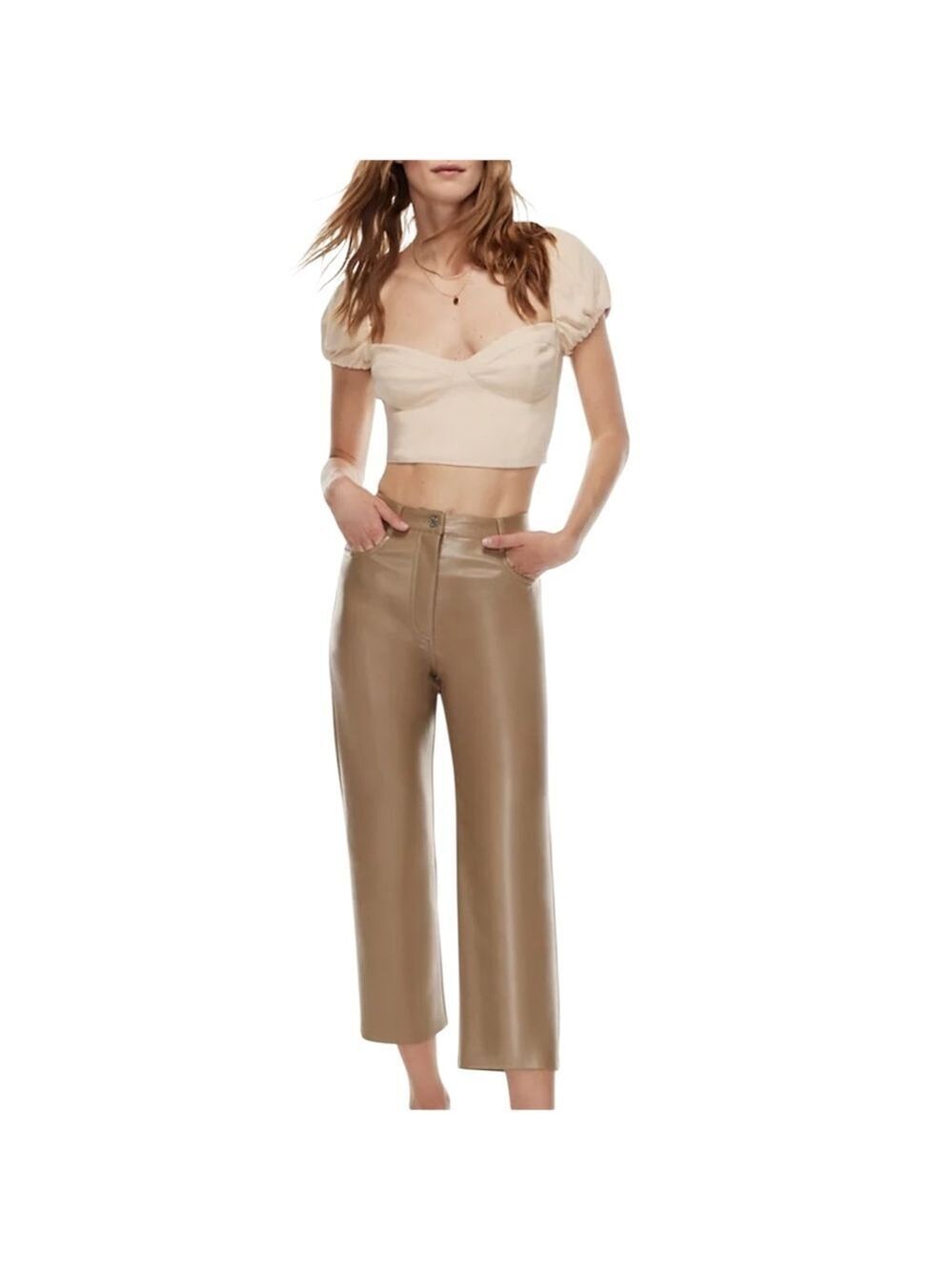 WILFRED ARITZIA MOKA FAUX LEATHER MELINA CROPPED PANTS